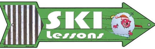 Ski Lessons Metal Arrow Sign