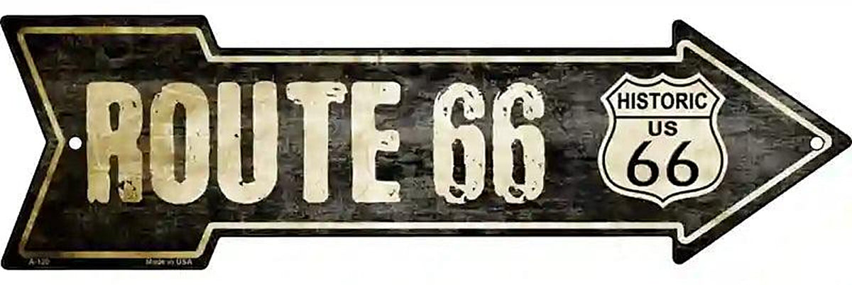 Vintage Route 66 Metal Arrow Sign