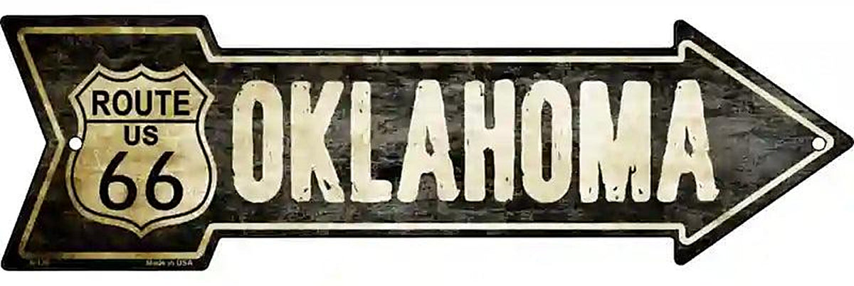 Vintage Route 66 Oklahoma Metal Arrow Sign