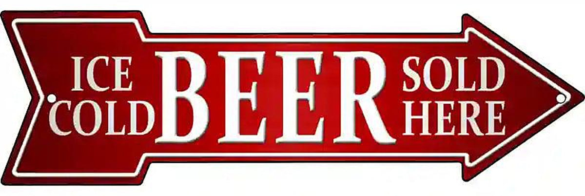Ice Cold Beer Sold Here Metal Arrow Sign