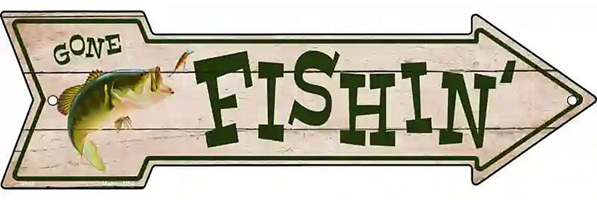 Fishing Metal Arrow Sign