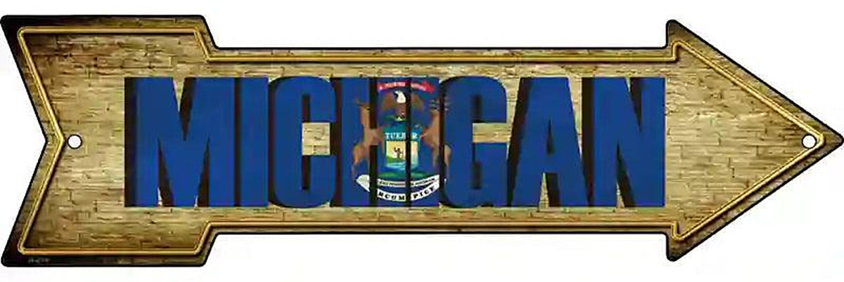Michigan Metal Arrow Sign