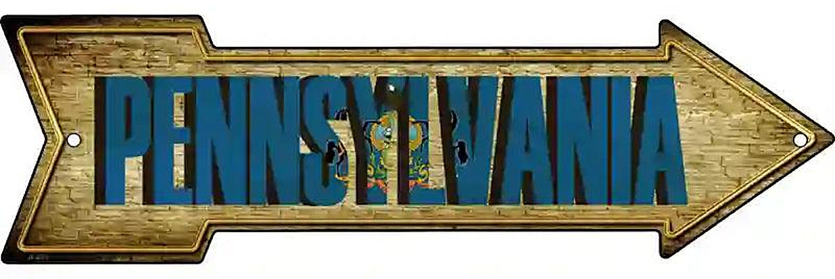 Pennsylvania Metal Arrow Sign