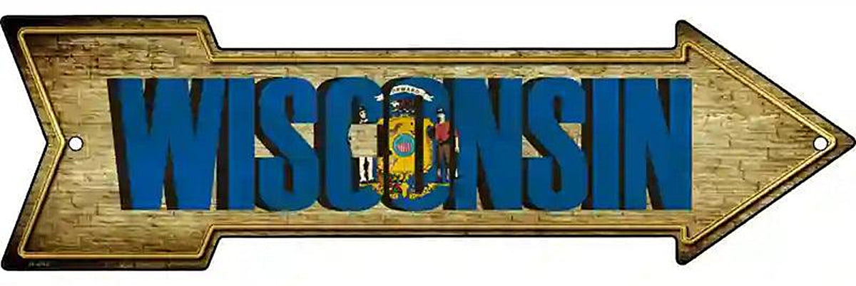 Wisconsin Metal Arrow Sign