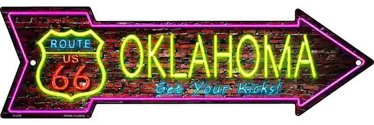 Oklahoma Neon Metal Arrow Sign