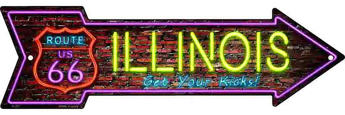 Illinois Neon Metal Arrow Sign