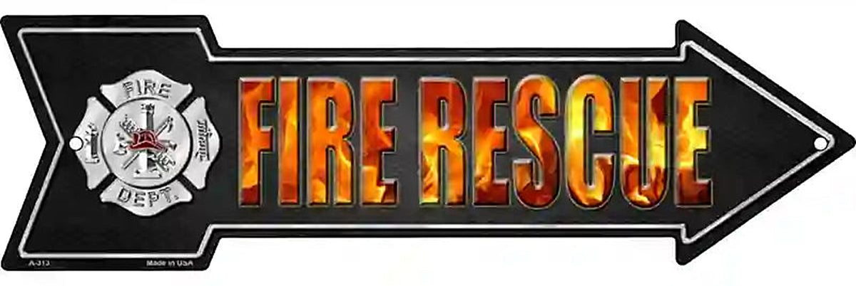 Fire Rescue Metal Arrow Sign