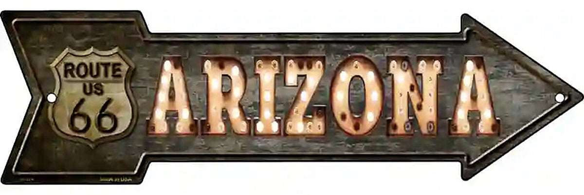 Arizona Route 66 Bulb Letters Metal Arrow Sign