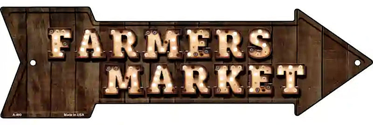 Farmers Market Bulb Letters Metal Arrow Sign