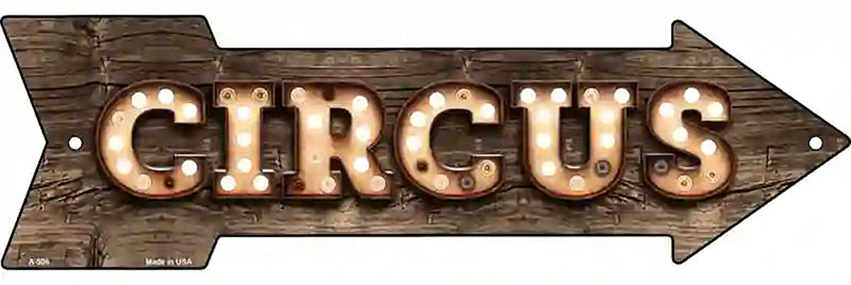 Circus Bulb Letters Metal Arrow Sign