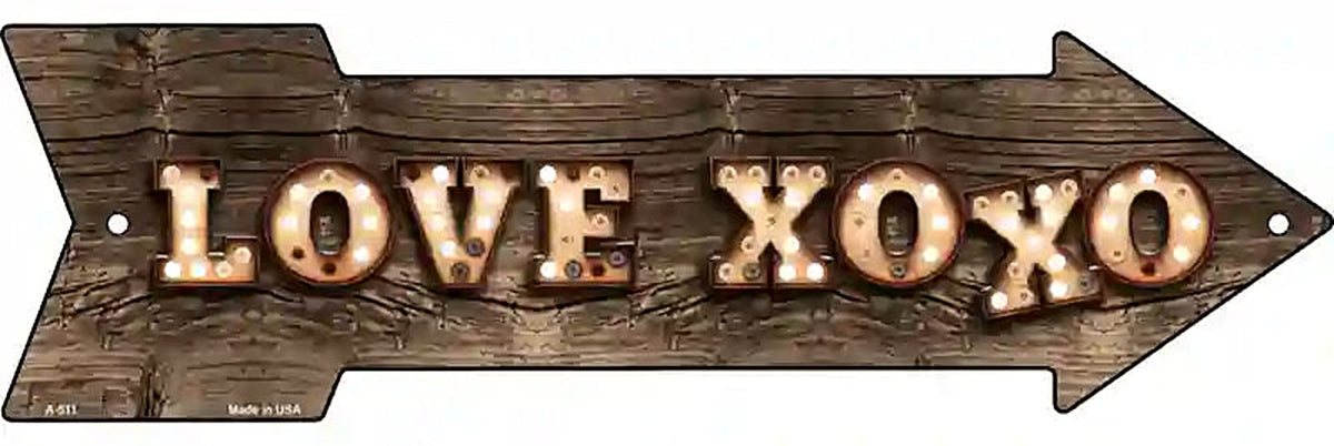 Love XOXO Bulb Letters Metal Arrow Sign