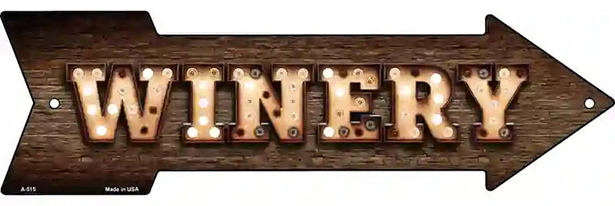 Winery Bulb Letters Metal Arrow Sign