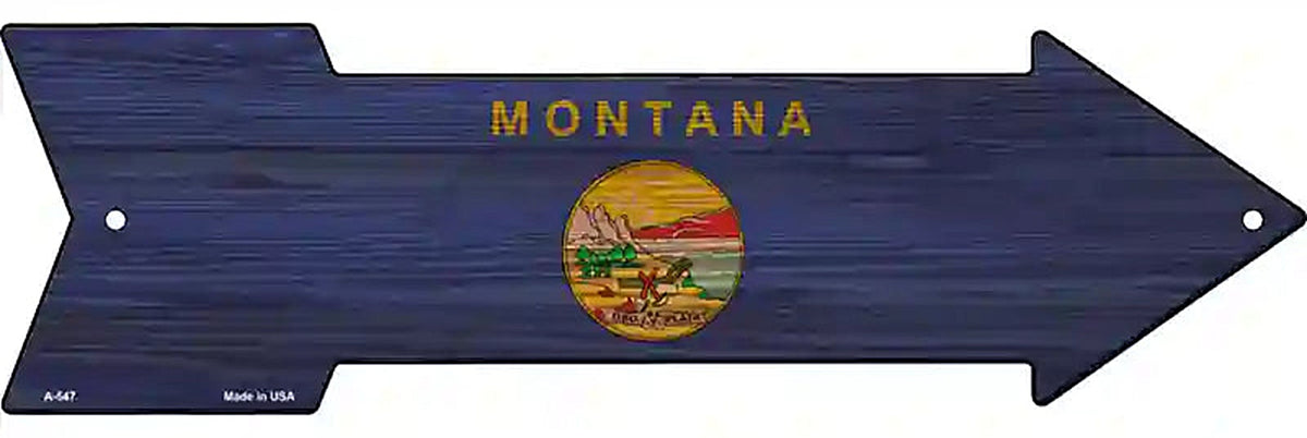 Montana State Flag Metal Arrow Sign