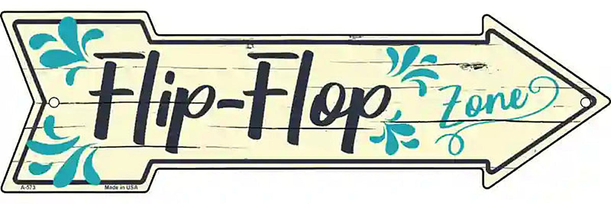Blue Flip Flop Zone Metal Arrow Sign
