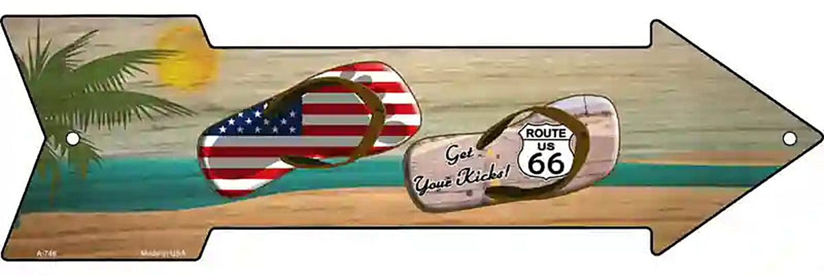 US and Route 66 Flip Flop Metal Arrow Sign