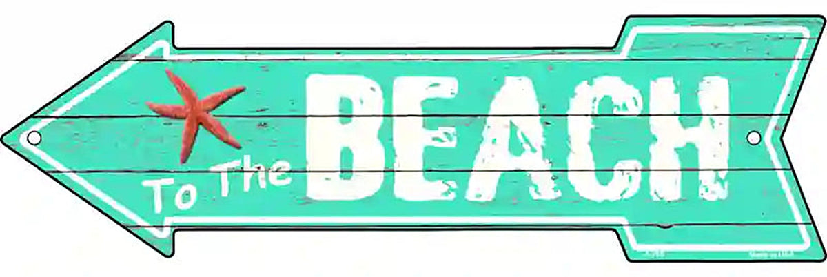 To The Beach Metal Arrow Sign