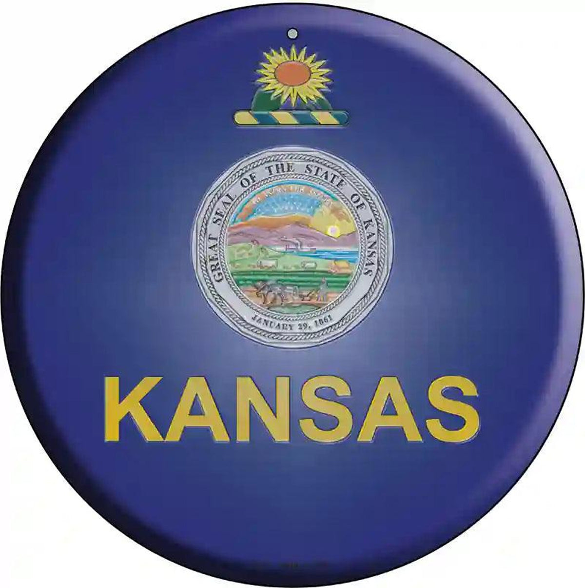 Kansas State Flag Metal Circular Sign