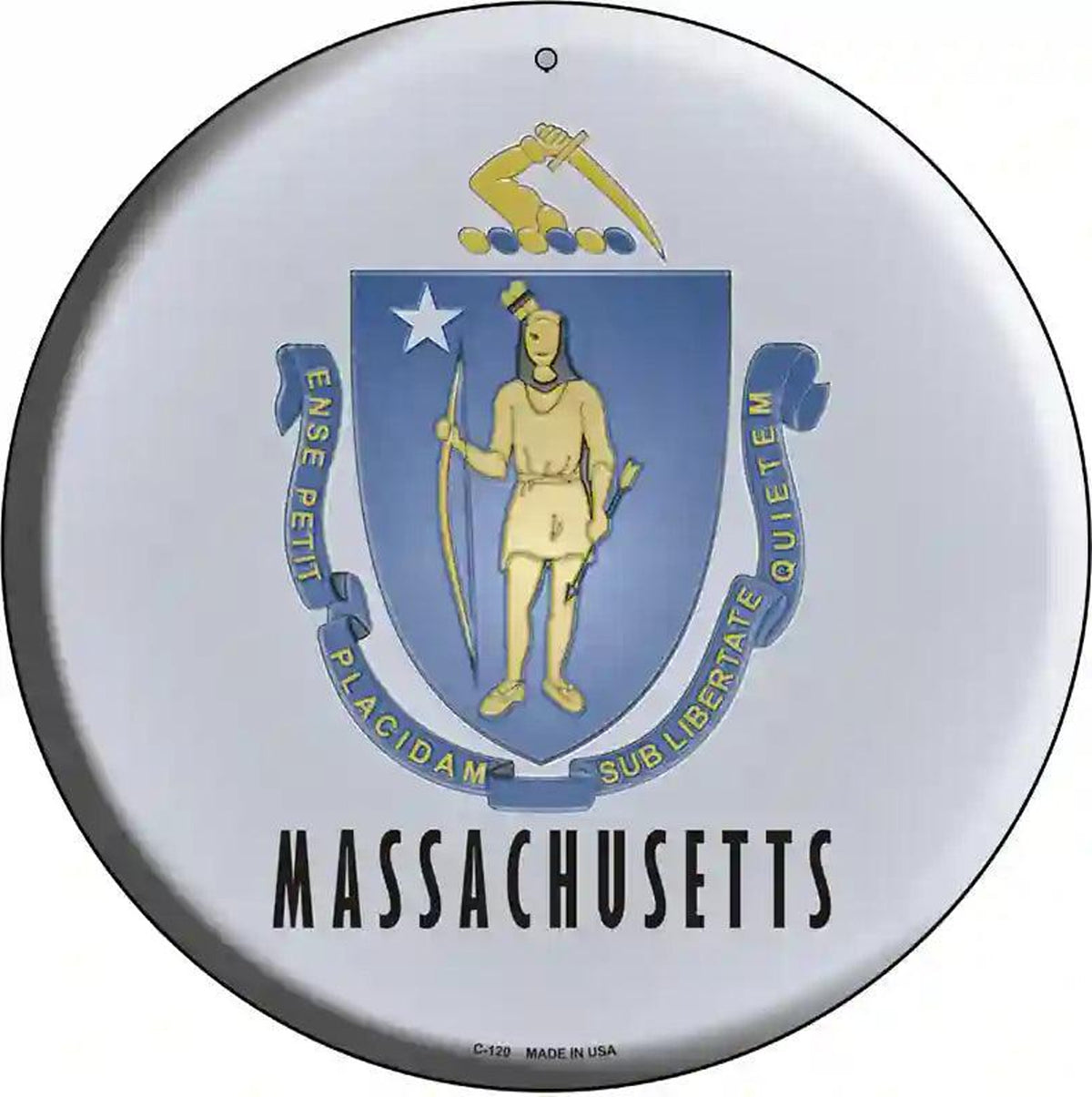 Massachusetts State Flag Metal Circular Sign