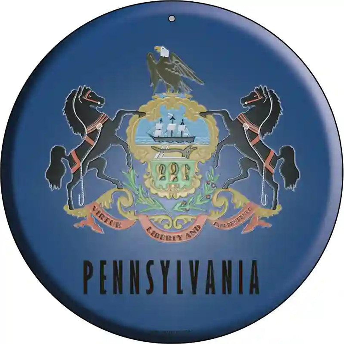 Pennsylvania Flag Metal Circular Sign
