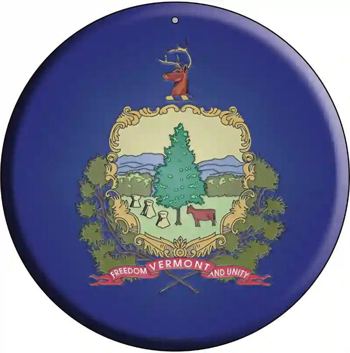 Vermont State Flag Metal Circular Sign