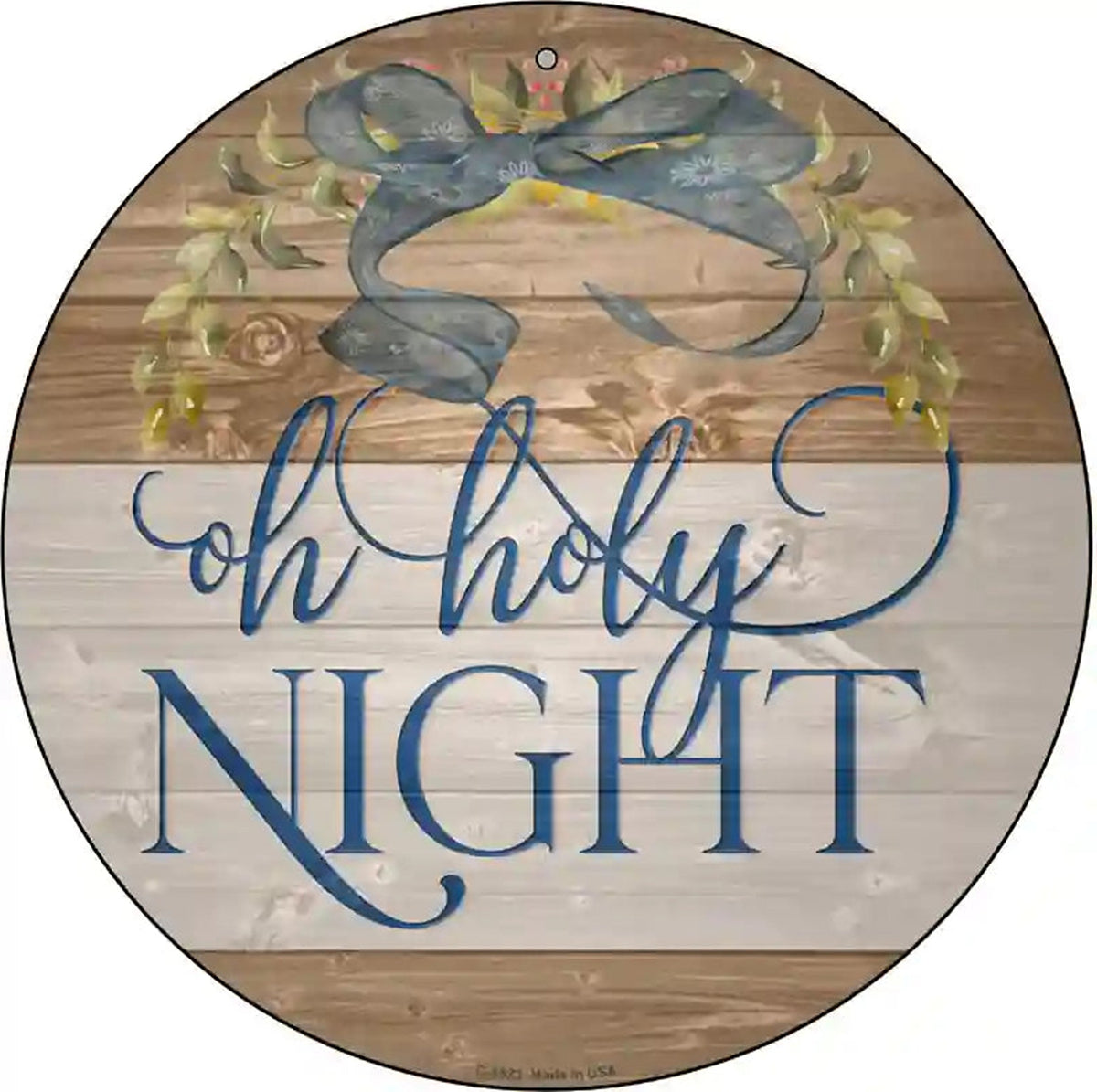 Oh Holy Night Bow Wreath Novelty Metal Circle Sign