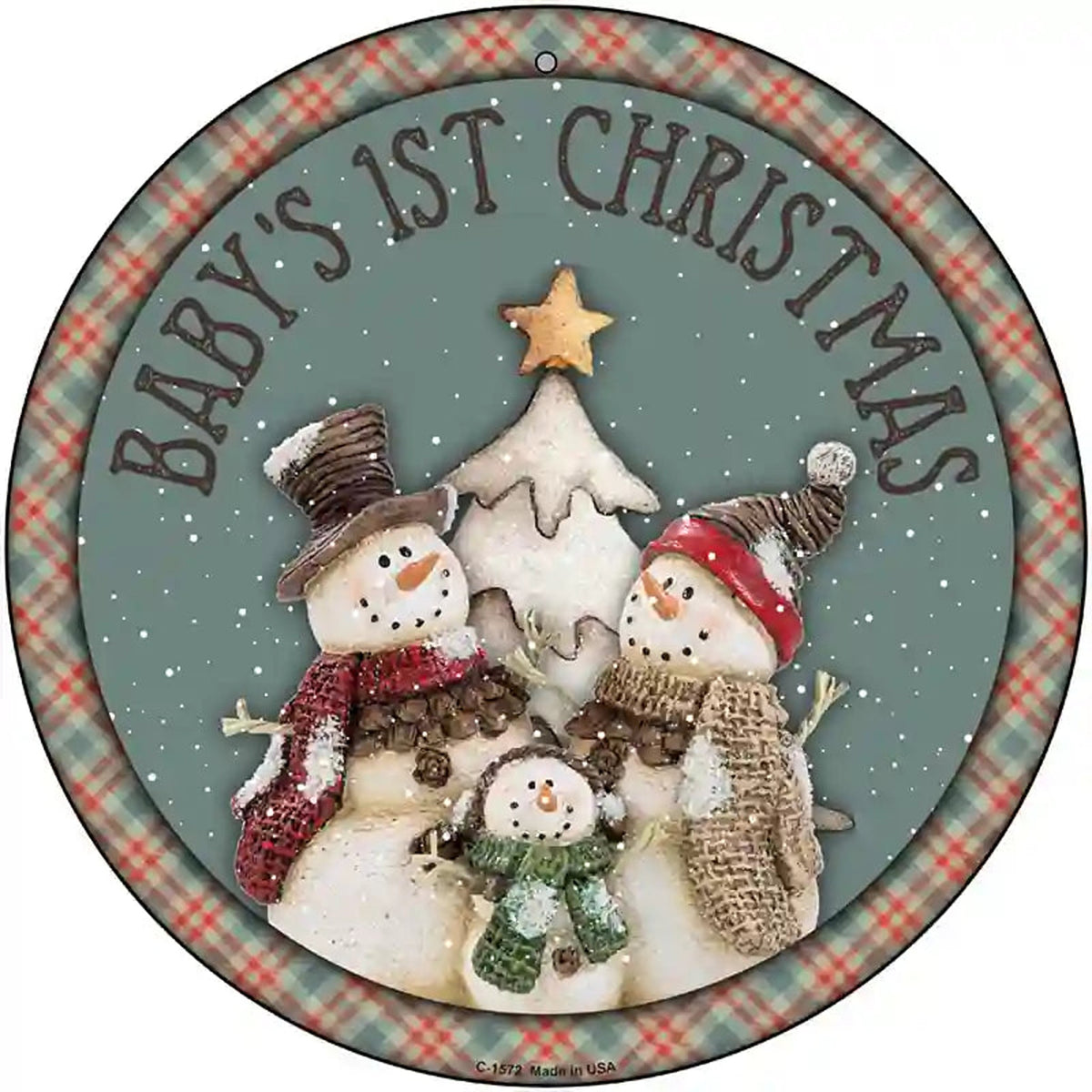 Babys First Christmas Novelty Metal Circle Sign