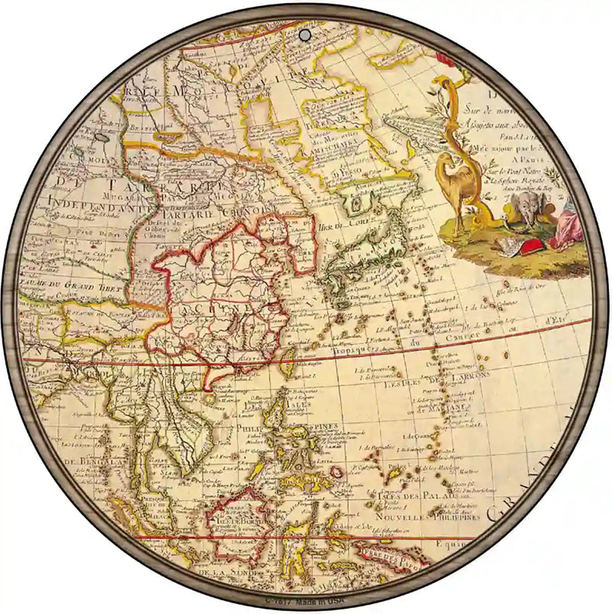 East Asia Map Novelty Metal Circle Sign