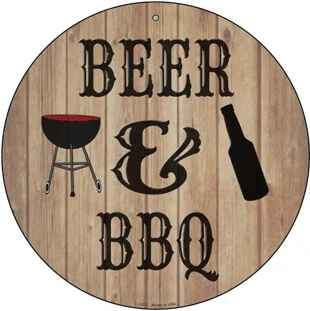 Beer And BBQ Novelty Metal Circular Sign