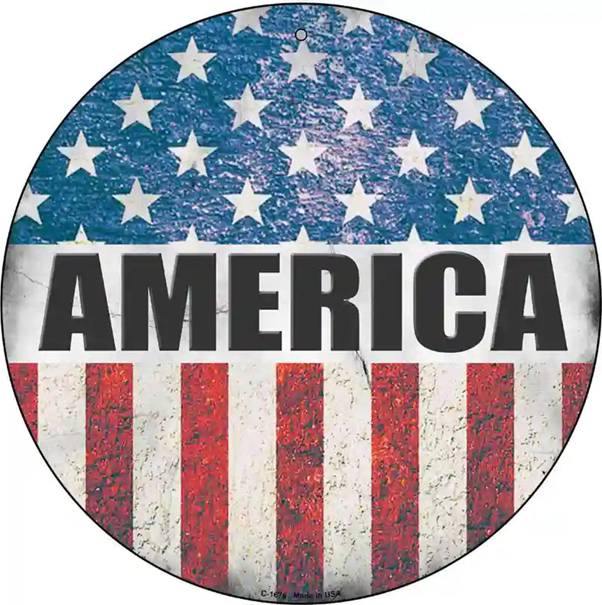 America Flag Background Novelty Metal Circular Sign