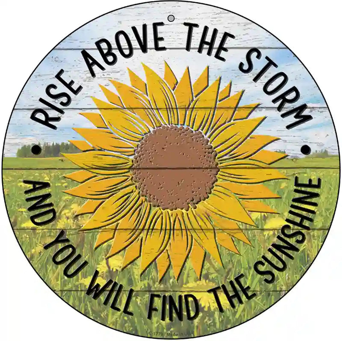 Rise Above The Storm Novelty Metal Circle Sign