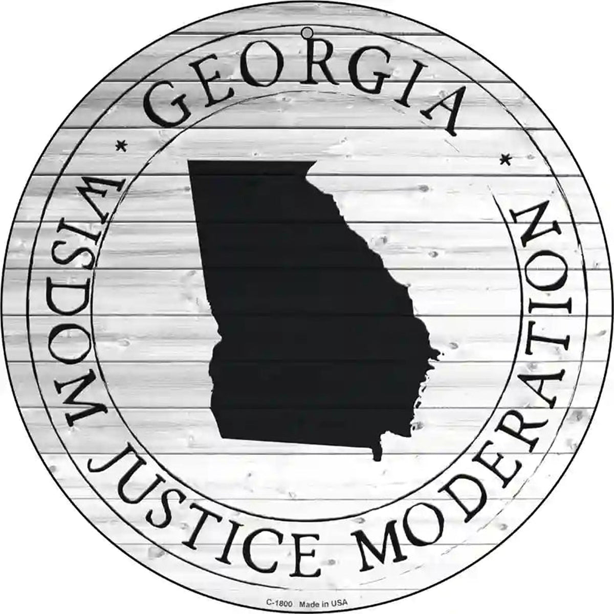 Georgia Wisdom Justice Moderation Novelty Metal Circle Sign