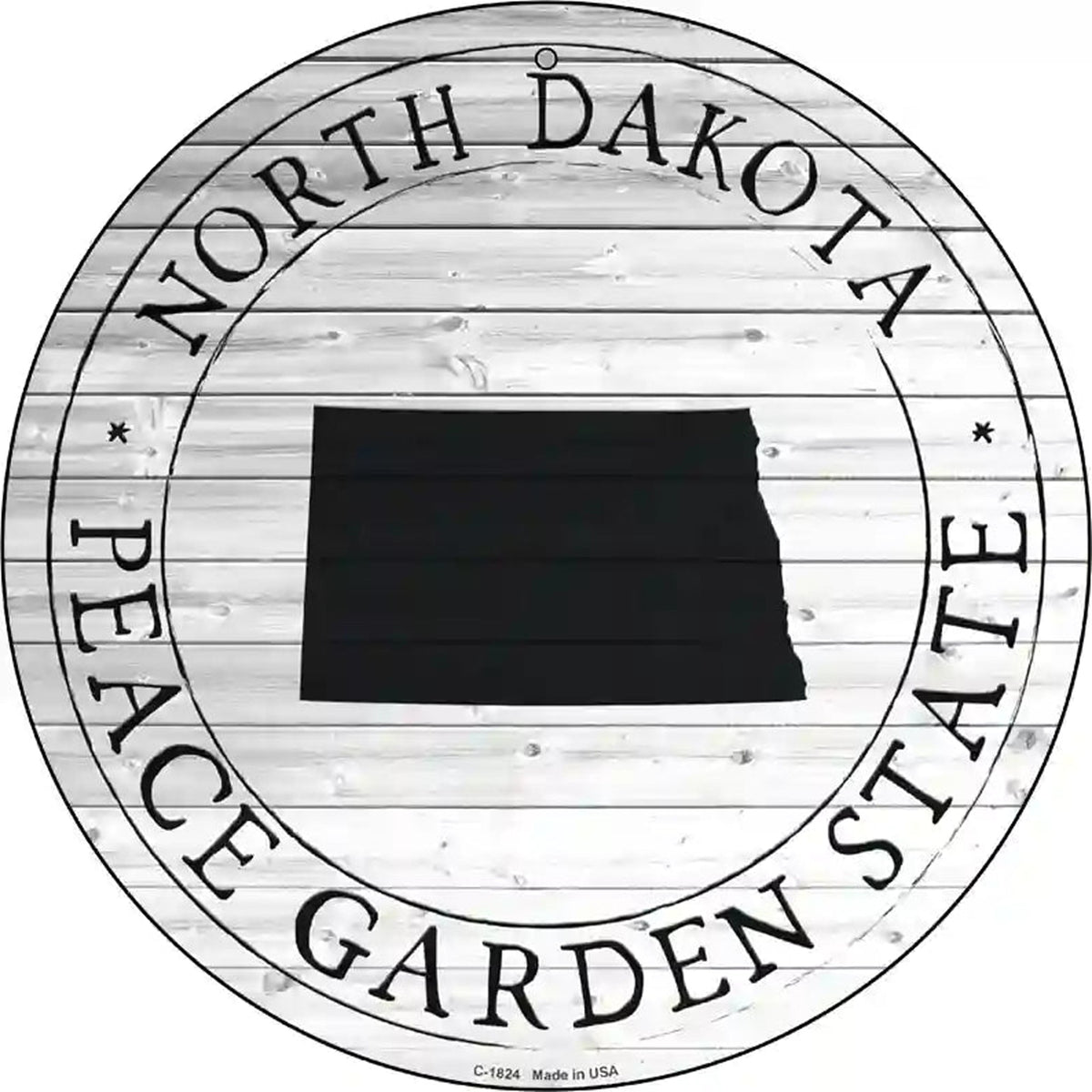 North Dakota Peace Garden State Novelty Metal Circle Sign