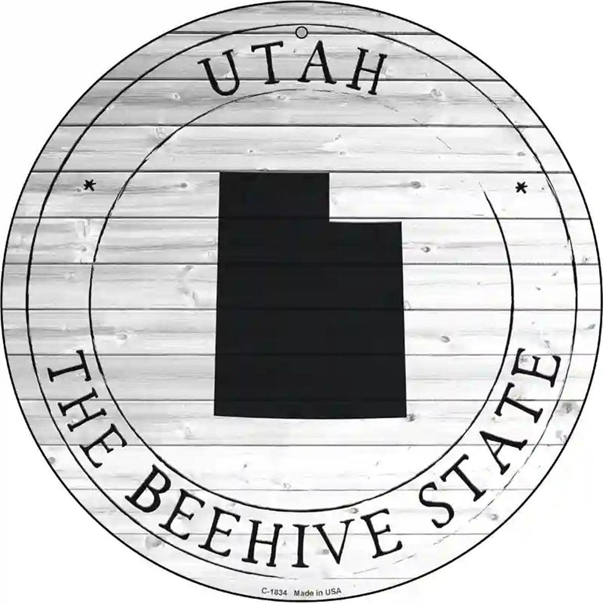 Utah Beehive State Novelty Metal Circle Sign