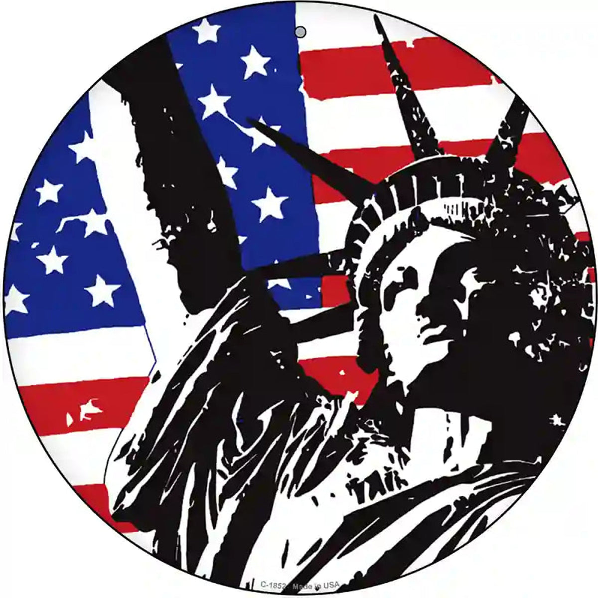 Lady Liberty Novelty Metal Circle Sign