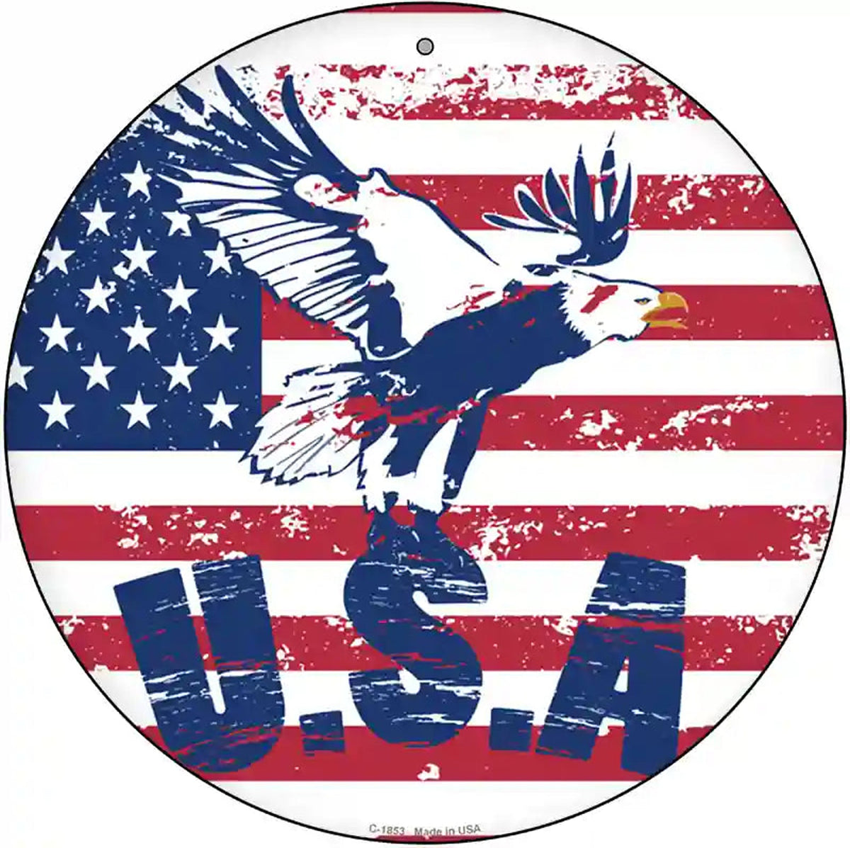 USA Eagle Novelty Metal Circle Sign