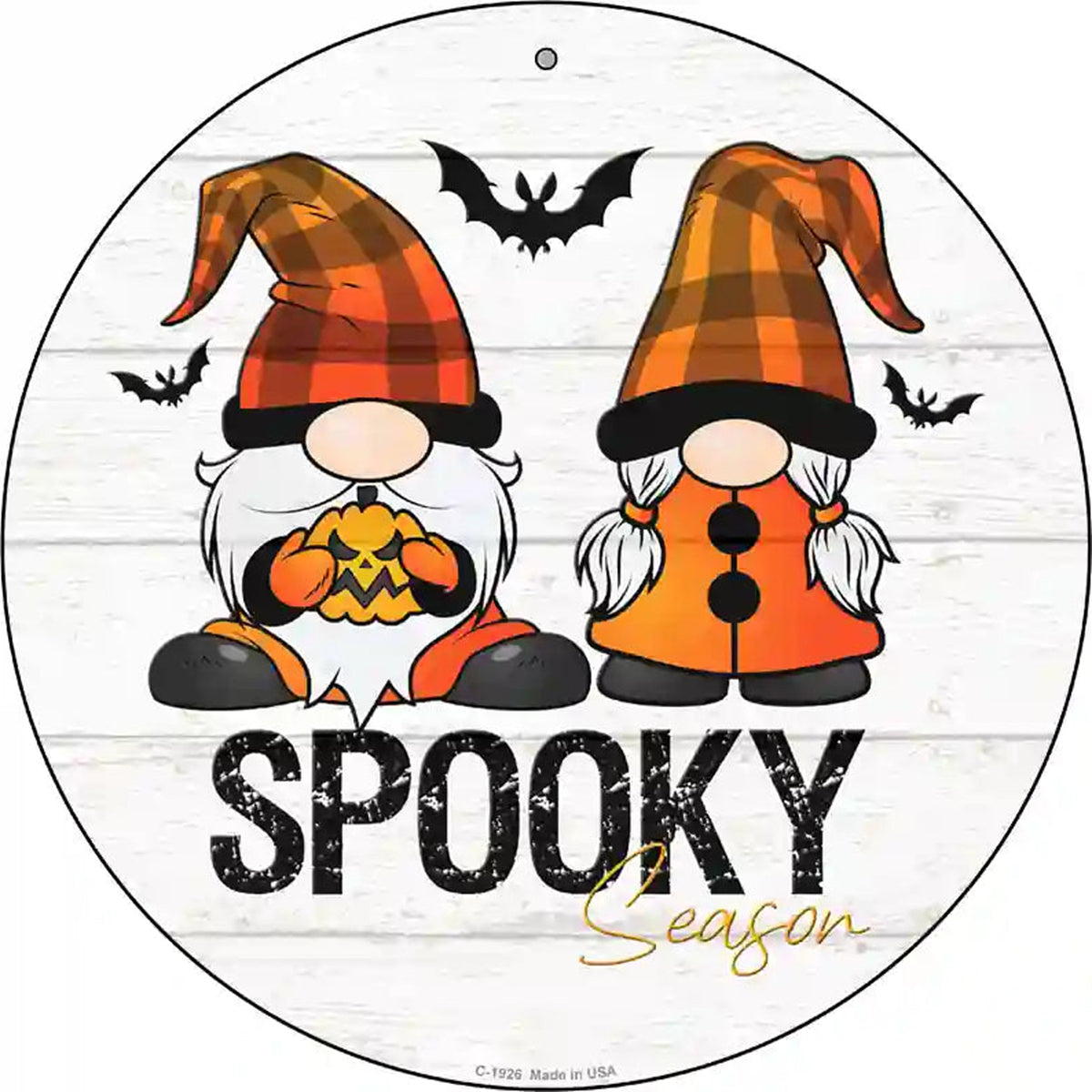 Spooky Season Gnomes Novelty Metal Circle Sign