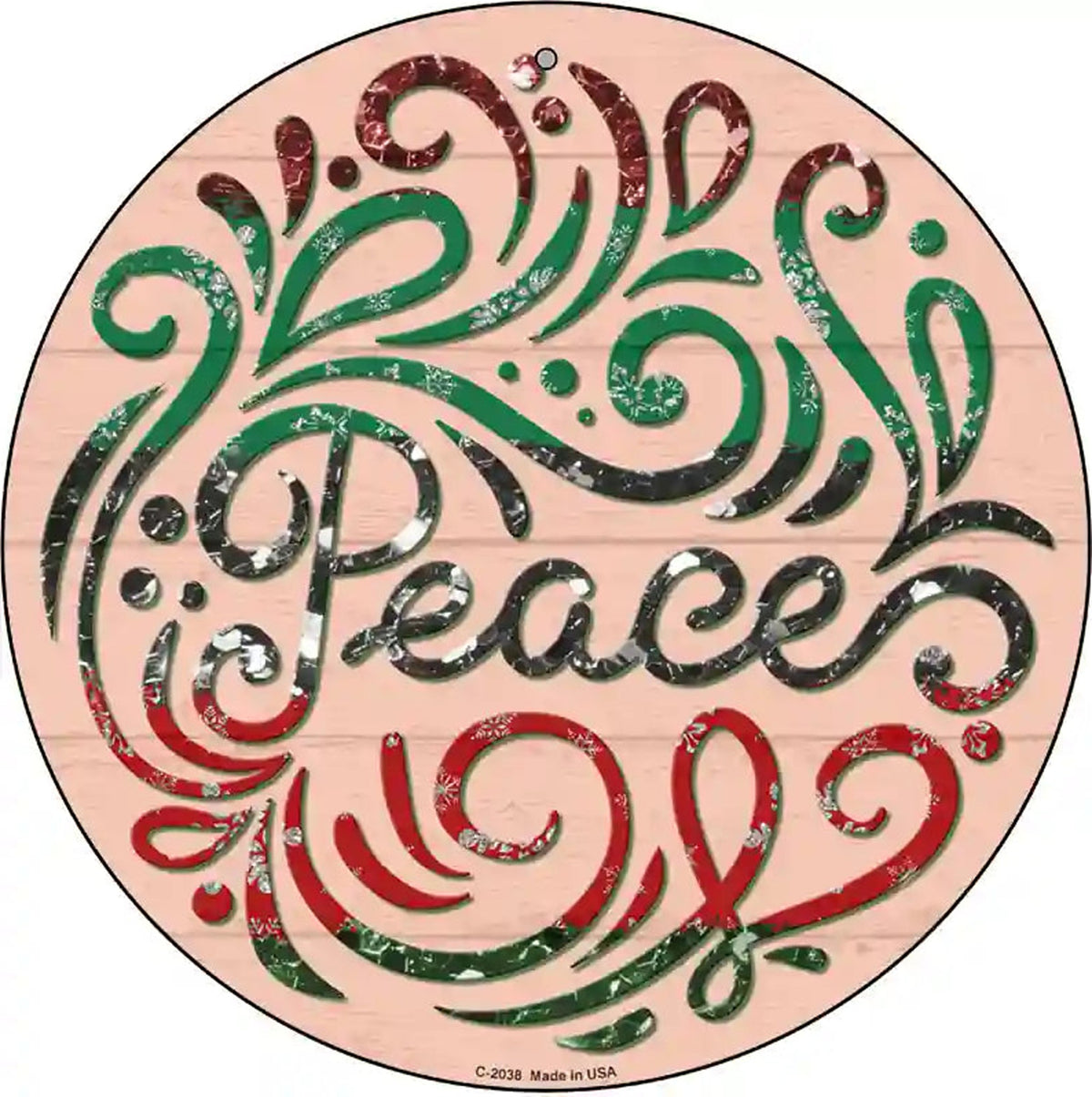Peace Christmas Novelty Metal Circle Sign