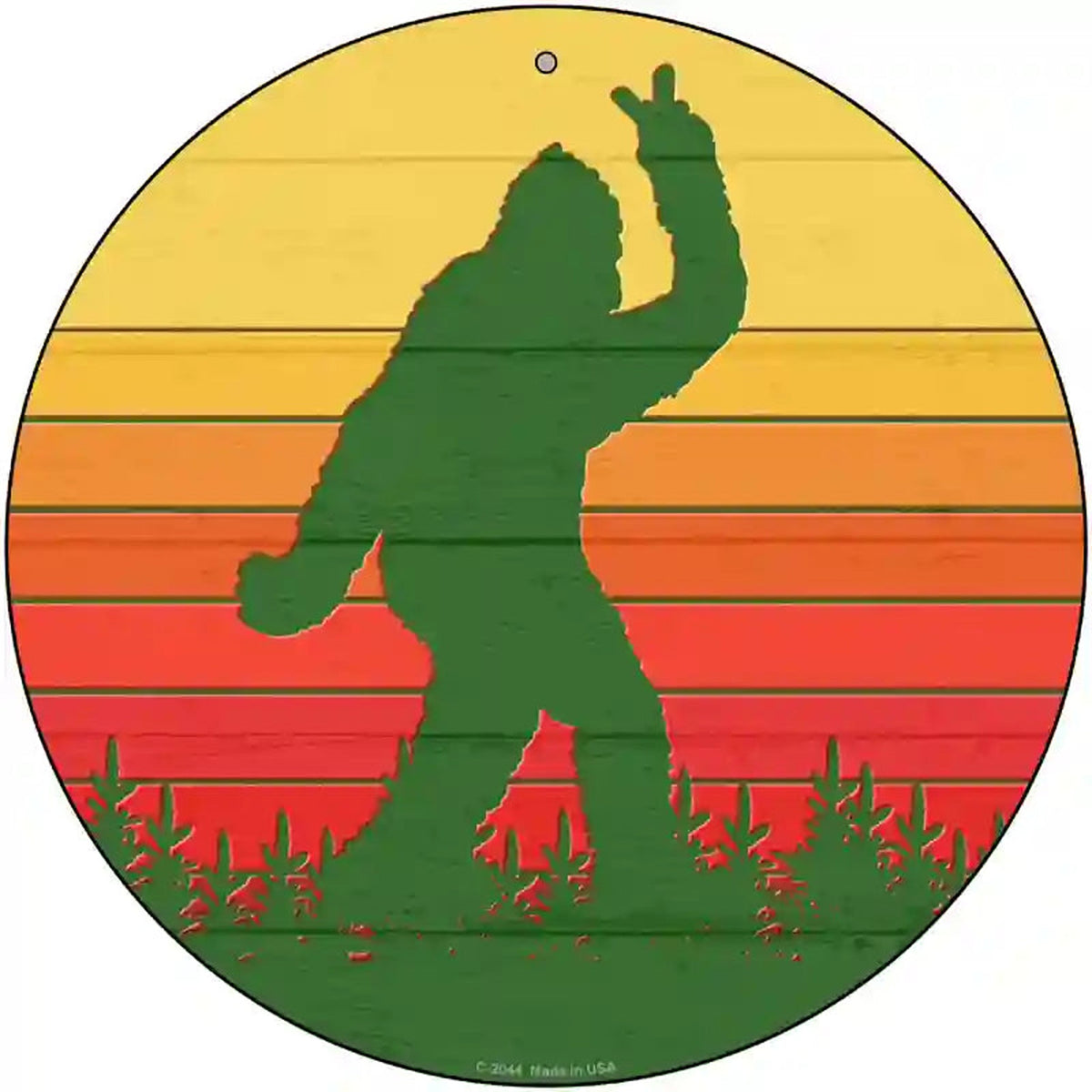 Bigfoot Peace Novelty Metal Circle Sign
