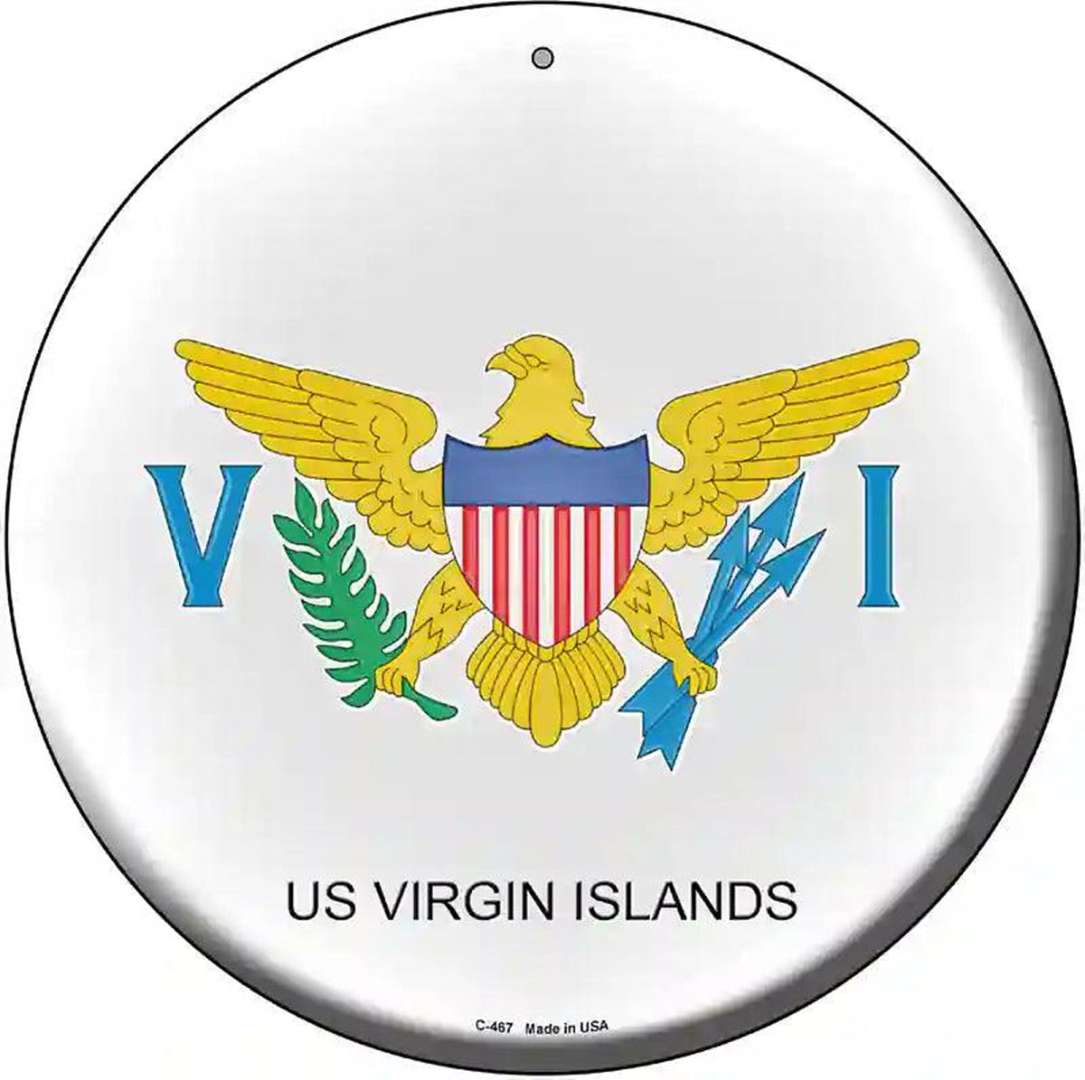 US Virgin Islands Novelty Metal Circular Sign