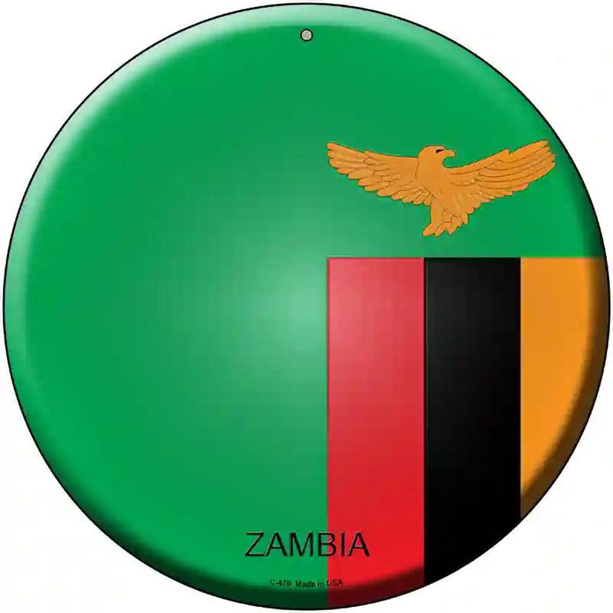 Zambia Country Novelty Metal Circular Sign