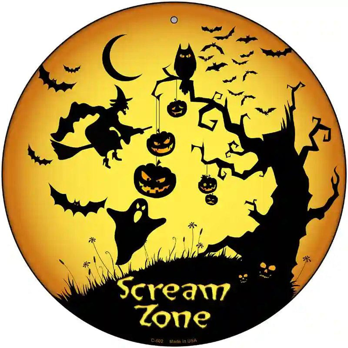 Scream Zone Novelty Metal Circular Sign