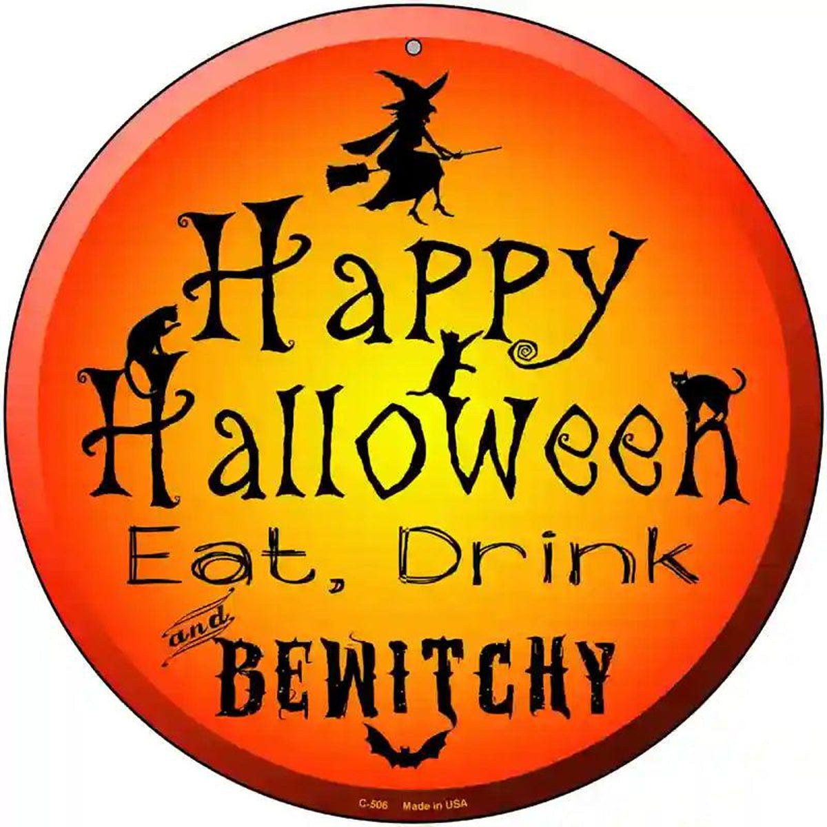 Happy Halloween Novelty Metal Circular Sign