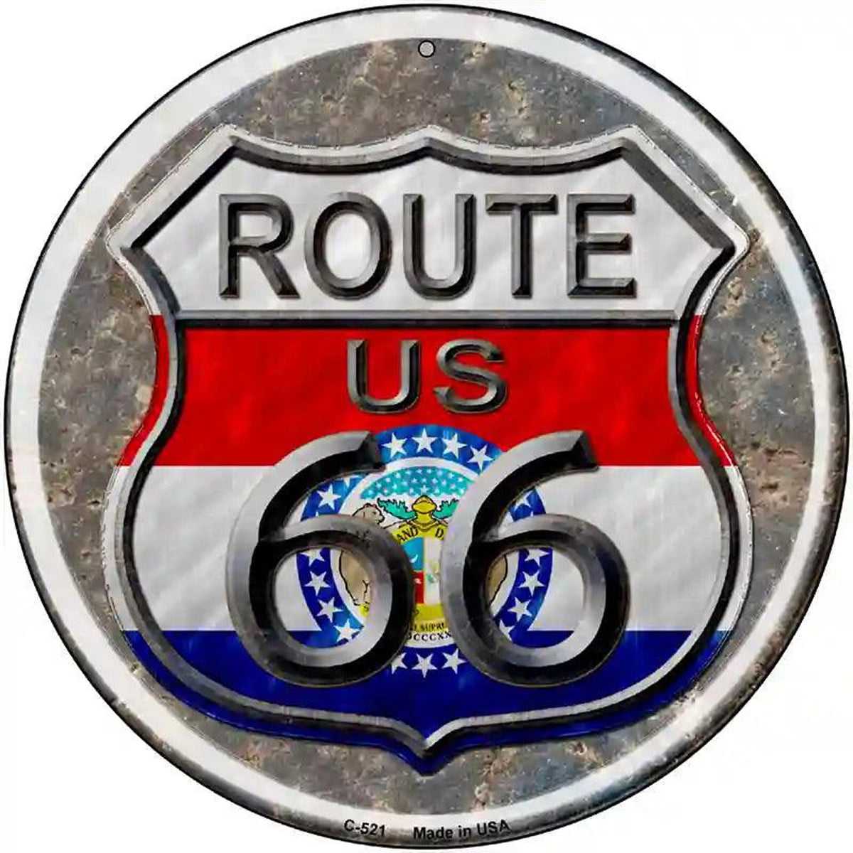 Missouri Route 66 Novelty Metal Circular Sign