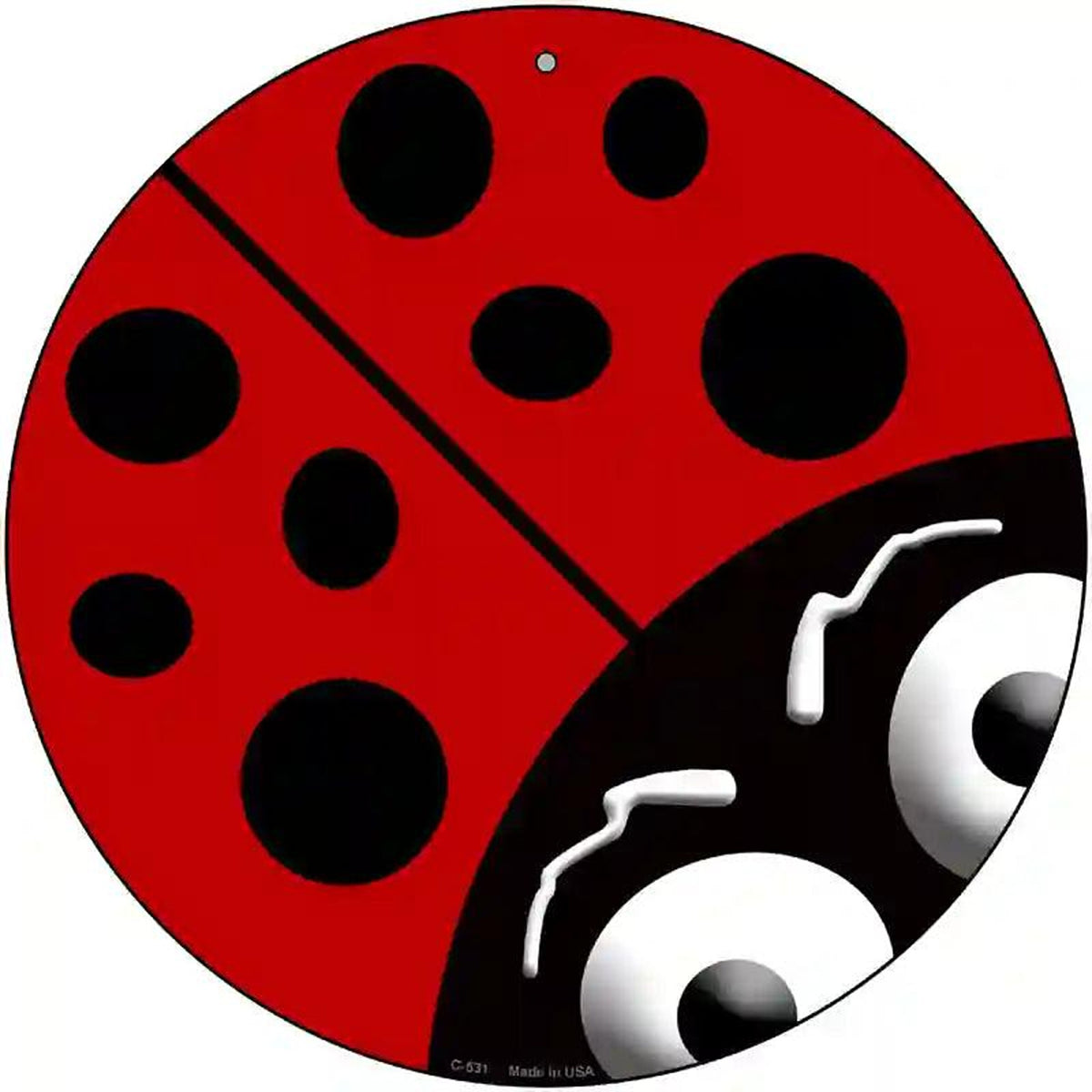 Lady Bug Novelty Metal Circular Sign