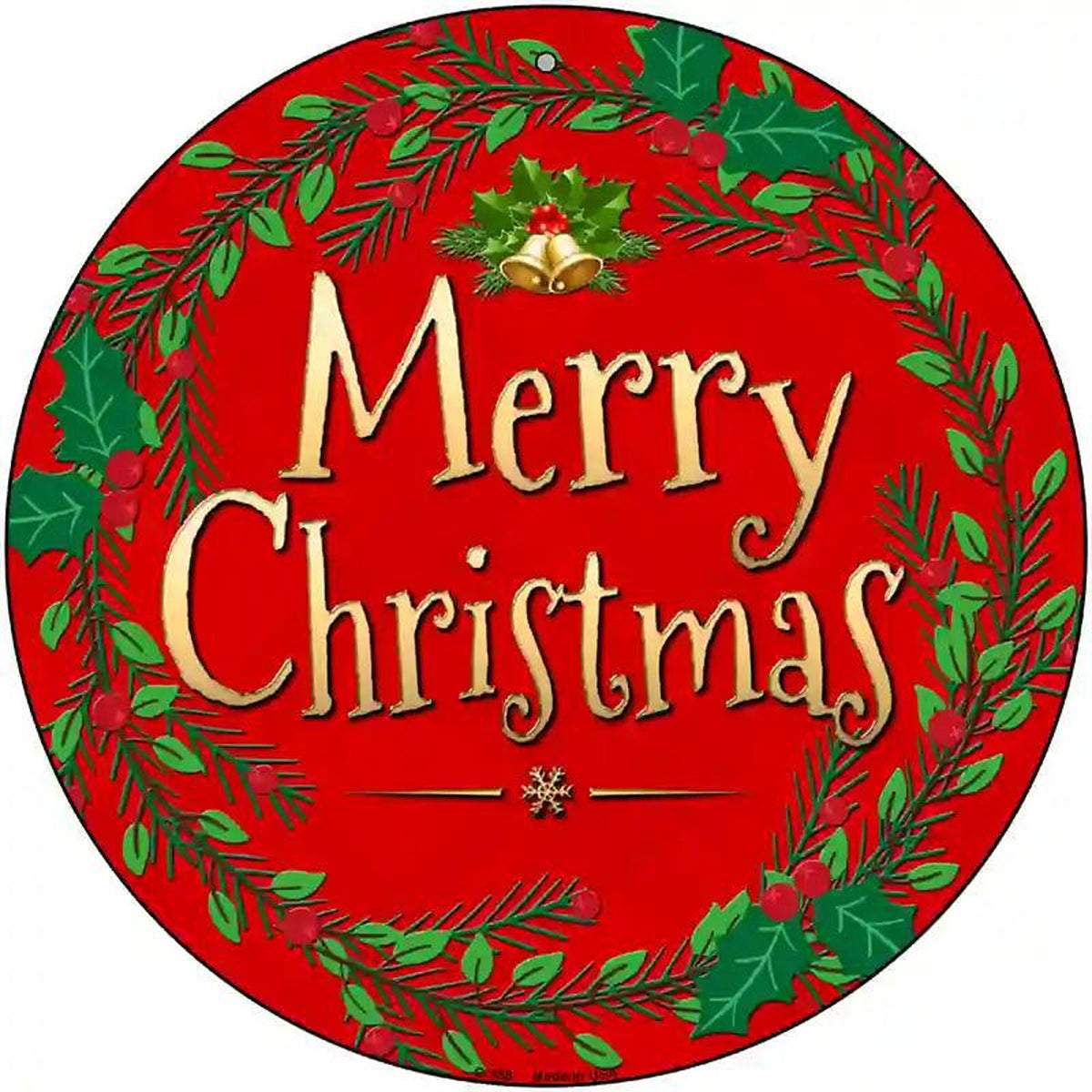 Merry Christmas Novelty Metal Circular Sign