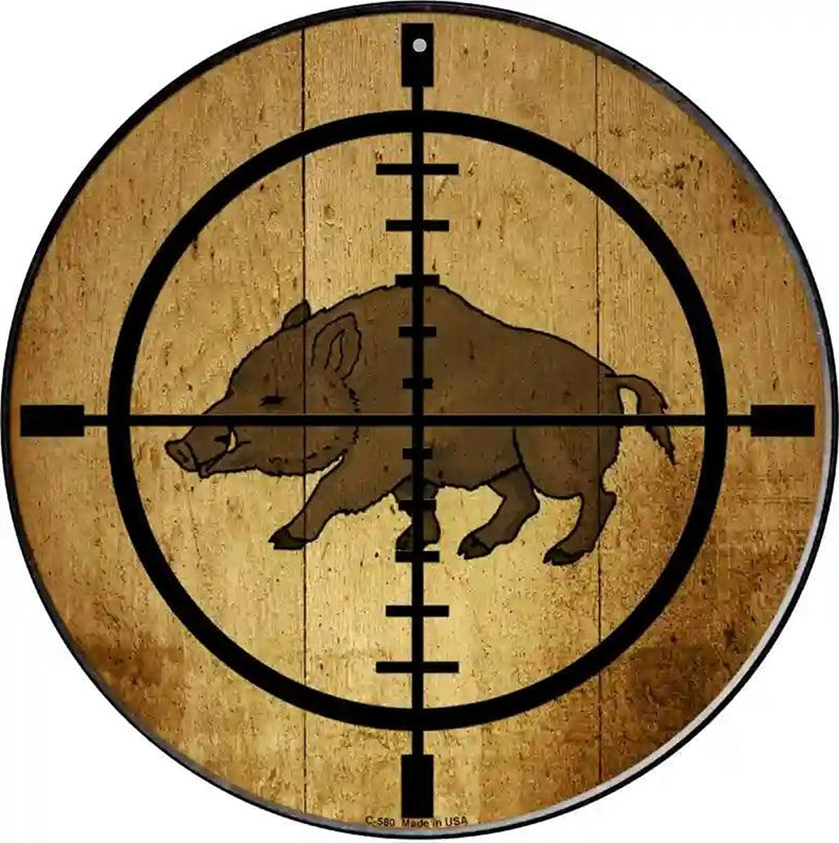 Boar Hunter Novelty Metal Circular Sign
