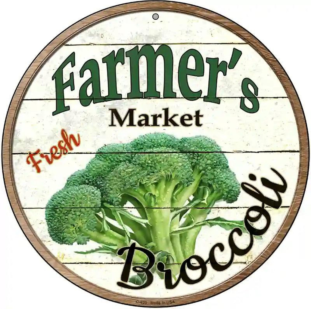 Farmers Market Broccoli Novelty Metal Circular Sign
