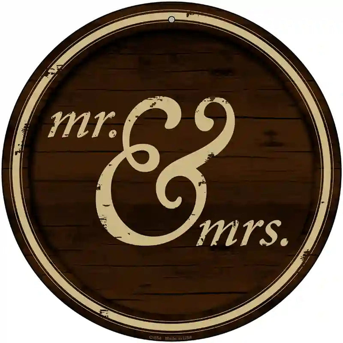 Mr And Mrs Novelty Metal Circular Sign