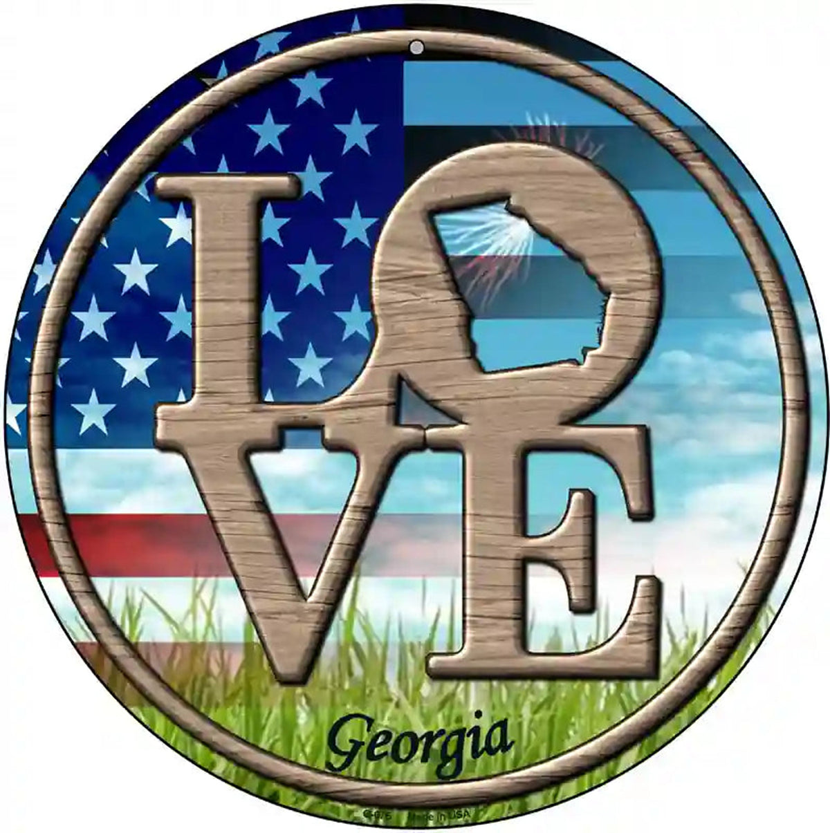 Love Georgia Novelty Metal Circular Sign