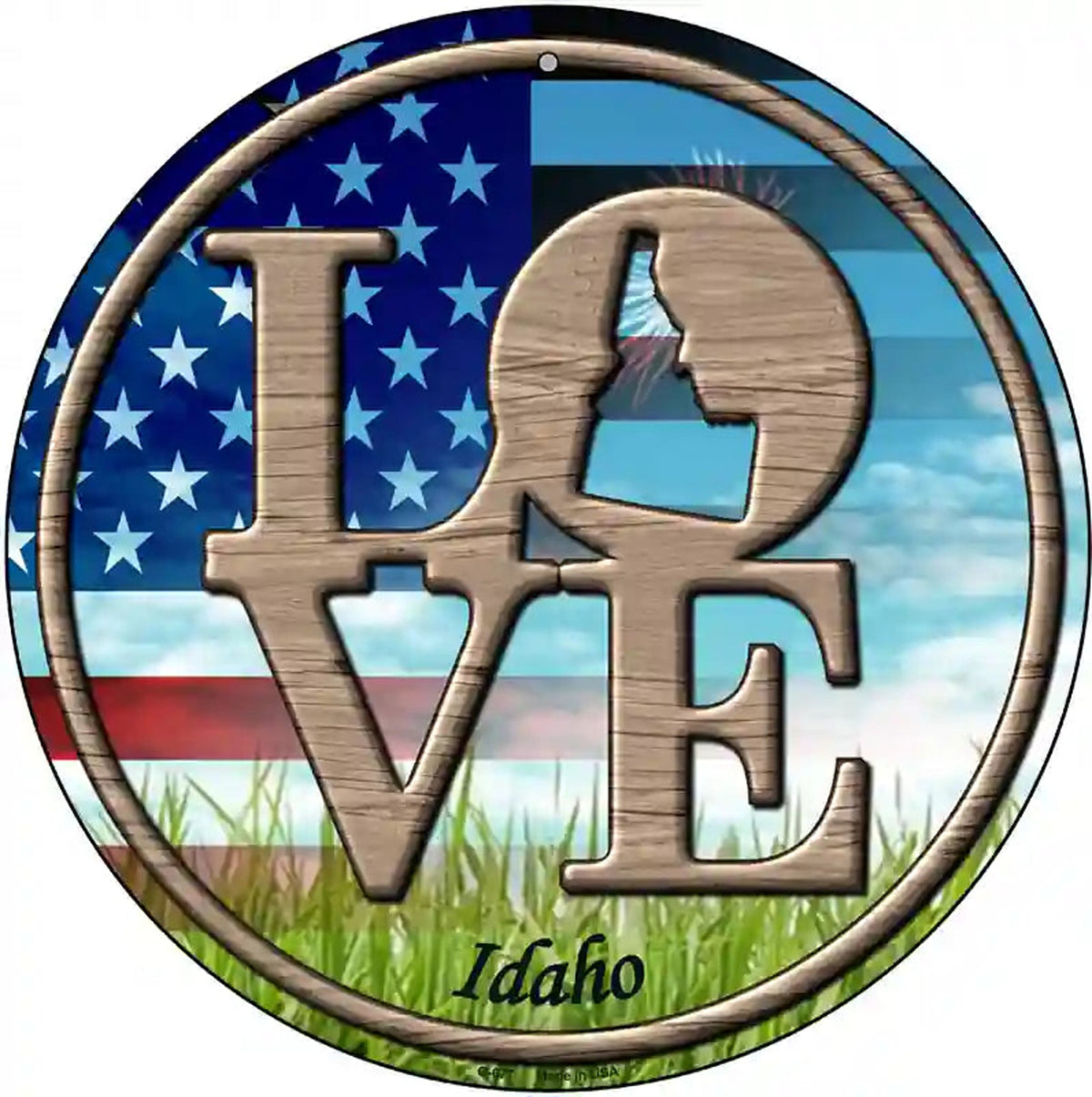 Love Idaho Novelty Metal Circular Sign
